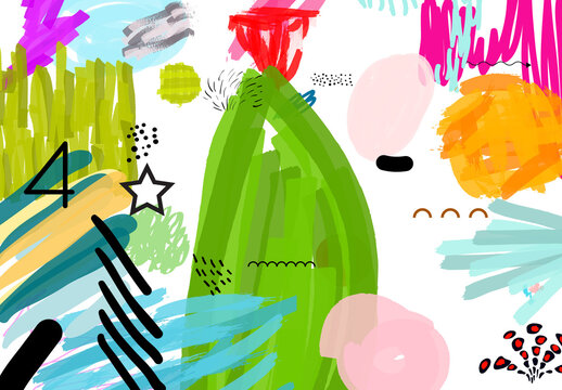 Set of Artistic Hand Drawn Scribbles with Marker and Ink