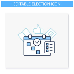 Election day line icon. Vote date calendar, reminder. Choice, election concept. Democracy. Parliamentary or presidential elections. Isolated vector illustration. Editable stroke