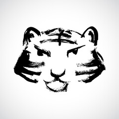 2022. Happy new year. Vector illustration. Tiger hand drawn vector illustration. Lunar horoscope sign. Chinese Happy new year 2022. Year of the tiger. Lunar new year. Drawing ink tiger