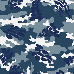 
blue camouflage trendy print, repeat print. Vector