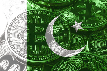 Pakistan bitcoin flag, national flag cryptocurrency concept
