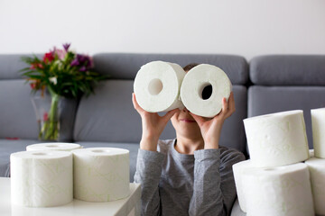 Child, playing with toilet paper