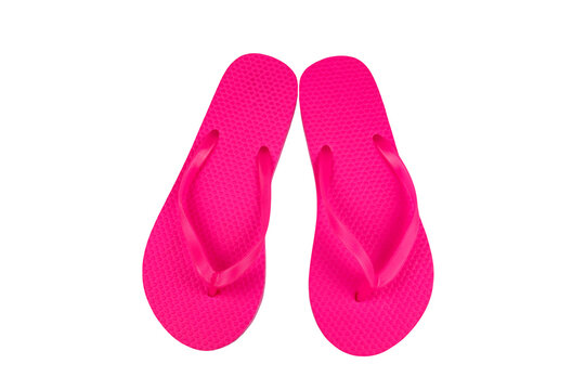 Pink flip-flops isolated on white background