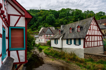 Fototapeta na wymiar Half-timbered village of Monreal, the most beautiful village in the Eifel, Germany.