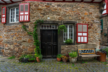 Fototapeta na wymiar Half-timbered village of Monreal, the most beautiful village in the Eifel, Germany.