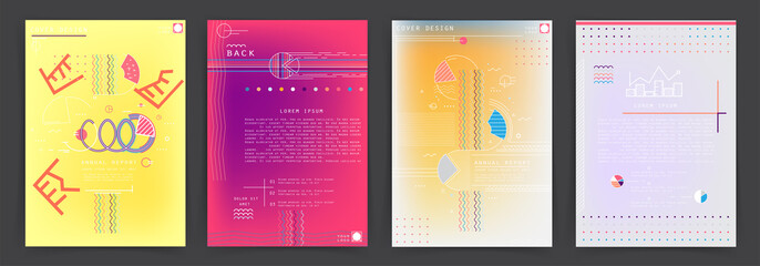 Naklejka premium Artistic covers design. Creative colors backgrounds. Trendy futuristic design