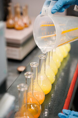 Glass beakers in a laboratory 