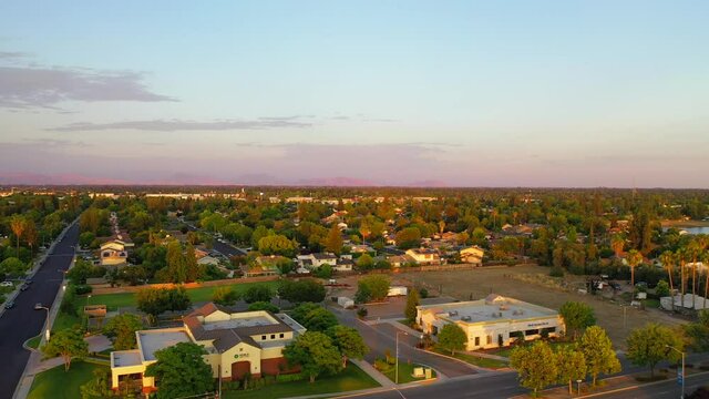 Aerial Pan View of Suburban Fresno Valley Landscape in Clovis, California - Part 3