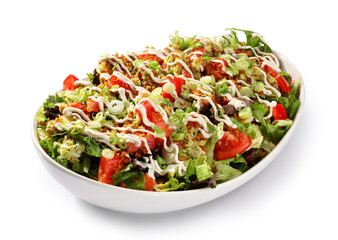 Vegetarian food on a large white plate