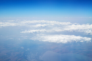 sea view from the plane in flight