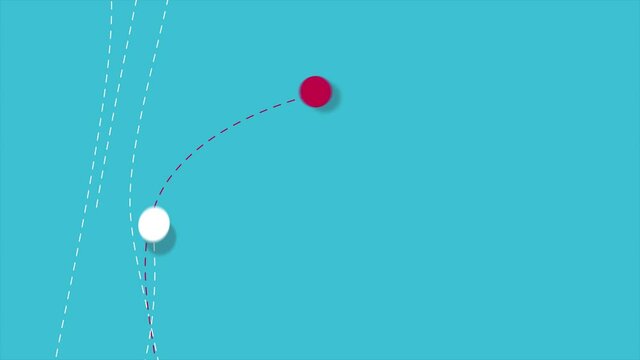 white dots follow the old same path, red dot breaks out and takes a new path with the text message the new normal