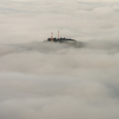 Digital communication antennas surrounded by clouds