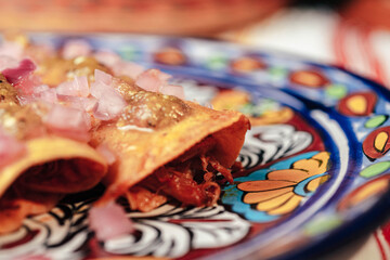 Cochinita pibil tacos in traditional Mexican dishes