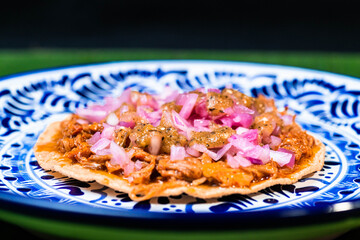 tostada, typical Mexican dish, made from cochinita pibil