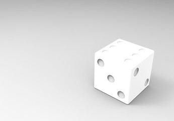 white dice with dots. object with dropped shadow. 3D illustration