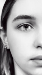 Fototapeta premium half face, eye focus, black and white