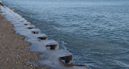 frozen lake shore