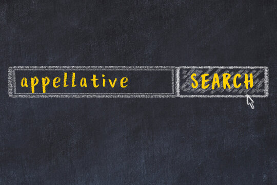 Search engine concept. Looking for appellative. Simple chalk sketch and inscription