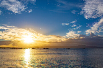 sunset over the sea located on the beach of Cachoeira do Bom Jesus, Canasvieras, Ponta das Canas, Florianopolis, Santa Catarina, Brazil, Florian&oacute;polis
