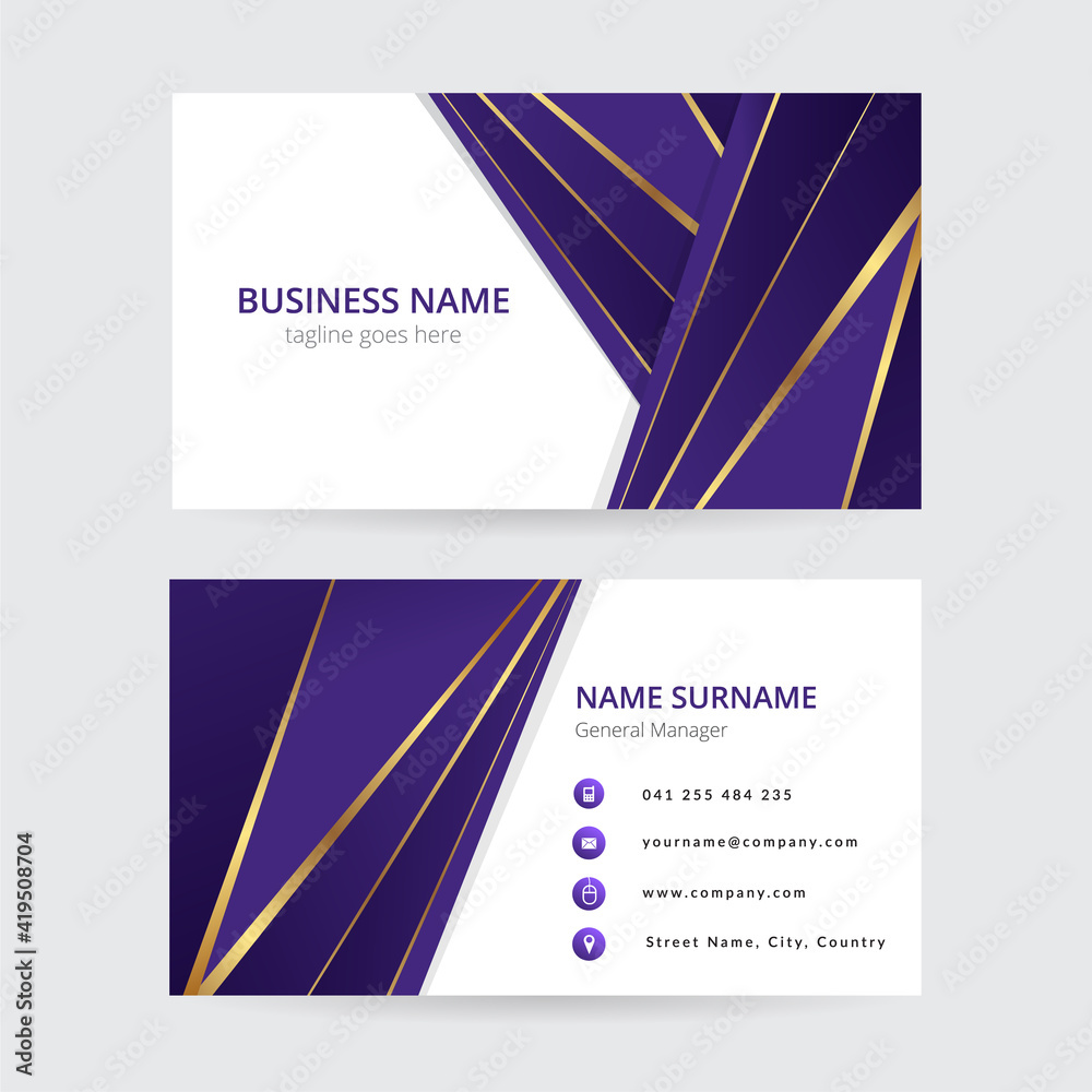 Wall mural purple and gold geometric business card