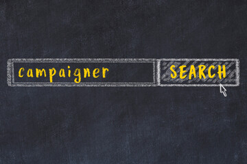 Search engine concept. Looking for campaigner. Simple chalk sketch and inscription