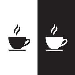Black and White Coffee cup icon design. coffee and teacup Flat style icon. vector illustration