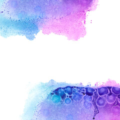 Blue-pink abstract background. Watercolor texture, card template. Drawing for creative wallpaper or design work