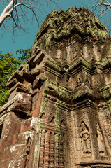 VIEWS OF ANKOR WAT TEMPLES - TOWERS WITH FACES- VEGETATION GROWING OVER BUILDINGS.
COLORED RUINS, TEMPLES WITH HISTORY AND INCREDIBLE ARCHITECTURE
