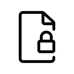 Security and password on the document outline icon isolated on white background