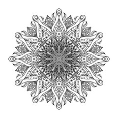 Hand draw circular mandala, sun mandala.  Decorative ornament in ethnic oriental style. Coloring book page.