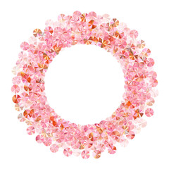 Blush pink beads confetti placer vector composition. Valentine's day background design. Circle sparkling foil elements party glitter. Romantic love valentine confetti.