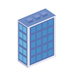 building isometric blue color icon