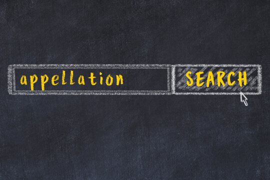 Chalk sketch of browser window with search form and inscription appellation