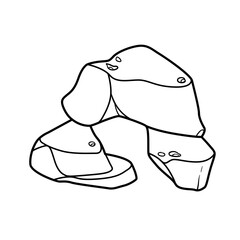 Decorative big arch from stones coloring book linear drawing isolated on white background