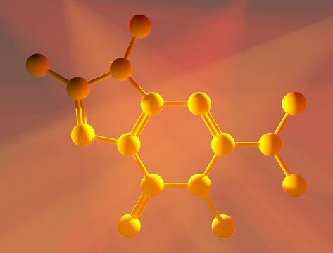 guanine molecule in warm rays of light