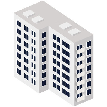 Isometric Gray Building Style Icon