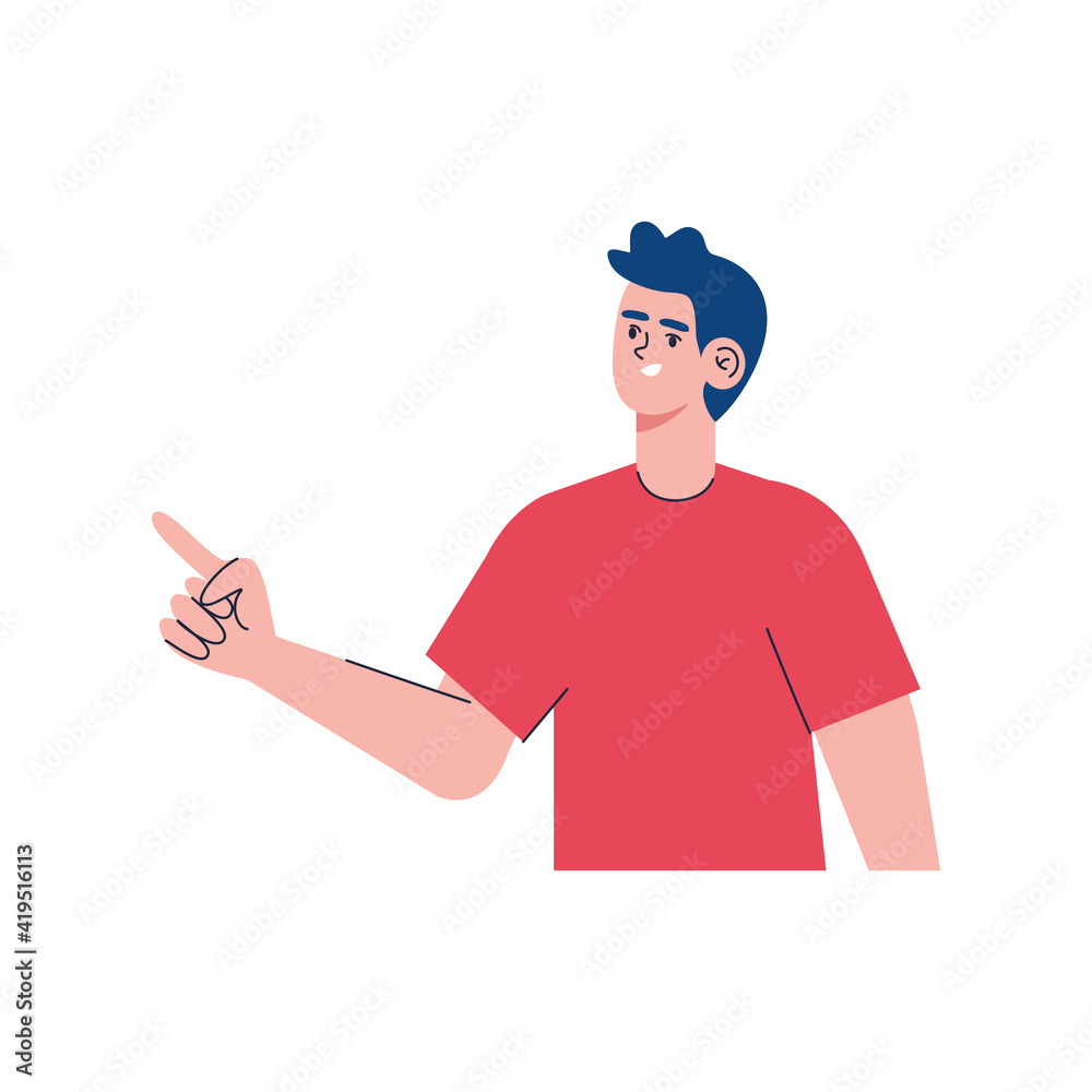 Sticker young man avatar isolated icon