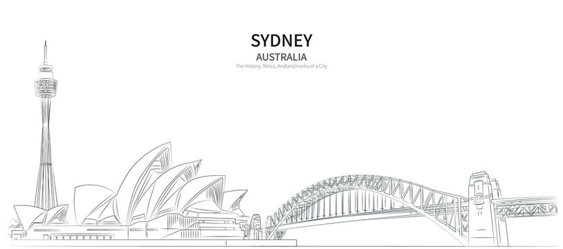 Sydney cityscape line vector. sketch style Australia landmark illustration 
