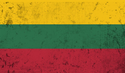 Grunge Lithuania flag. Lithuania flag with waving grunge texture. Vector background.