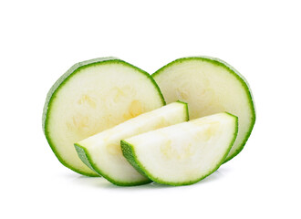 Slice zucchini isolated on white background
