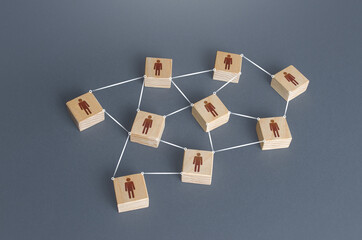 Network of connected people. Interaction between employees and community members. Distribution...