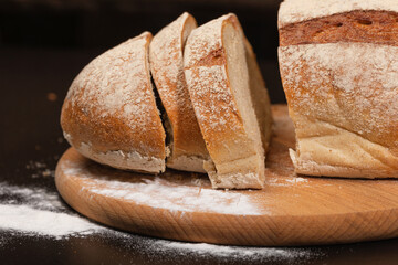 Fresh bread on the kitchen table, healthy food and traditional bakery concept.