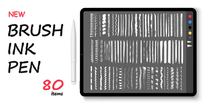 Brush set is inspired by the many lettering and calligraphy pens and markers. Lines hand drawn paint brush stroke. Vector set isolated on white. Hand drawn scribble.Black ink grunge brush stroke lines