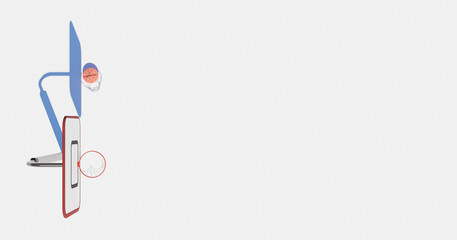 Lonely basketball goal with its shadow next to it and a ball over it with white background. 3d rendering