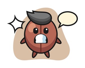 Fototapeta premium Coffee bean cartoon with shocked gesture
