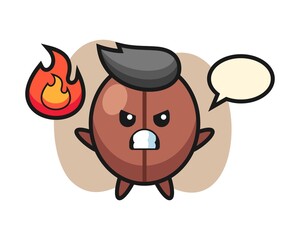 Coffee bean cartoon with angry gesture