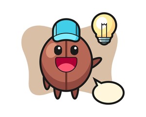 Coffee bean cartoon getting the idea