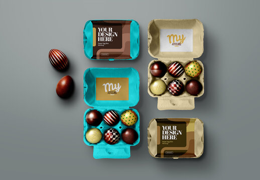 Easter Eggs Mockup - Chocolate, Paper, Box, Carton, Half Dozen