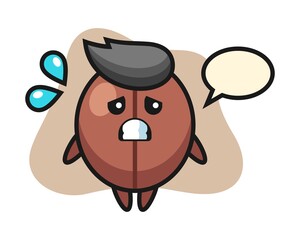 Coffee bean cartoon with afraid gesture