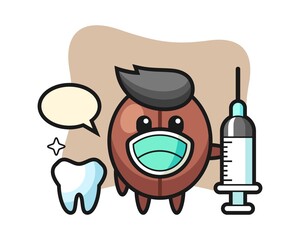 Coffee bean cartoon as a dentist